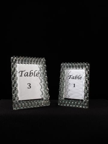 Crystal Frames for Photos and Table Numbers for Centerpieces for Weddings and Events for Rental