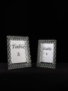 Crystal Frames for Photos and Table Numbers for Centerpieces for Weddings and Events for Rental